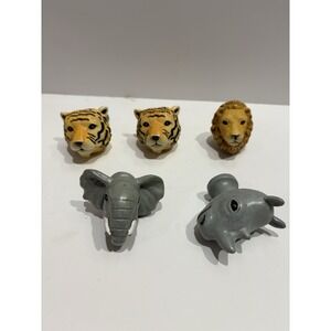 5  Pc Kids Dresser Drawer Pull Handles Serengeti Lion, Tiger, Rhino, Elephant